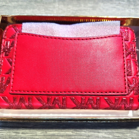 Michael Kors Jet Set Small Zip Around Card Case Wallet - Crimson Red - Picture 5 of 6